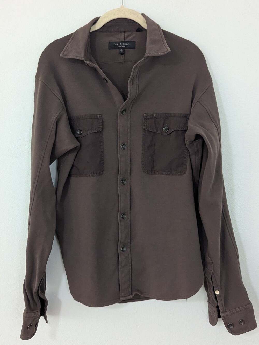Rag & Bone Engineered Jack Shirt Contrast Button Front Contrast Brown Small S